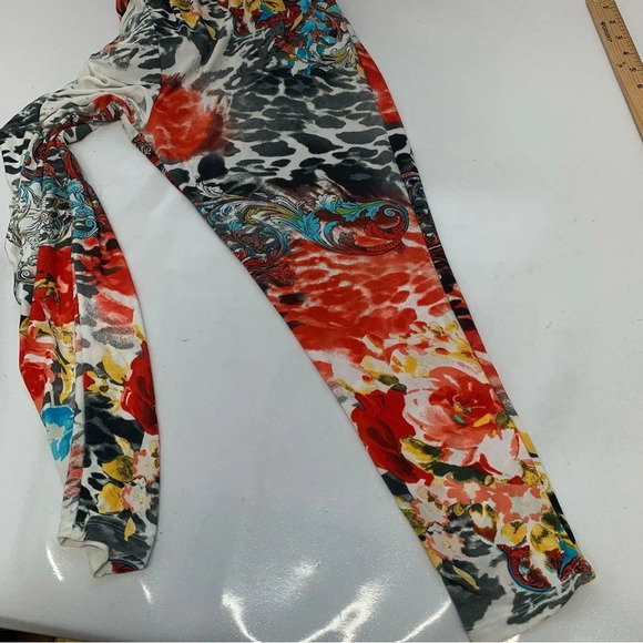 Kiss & Fly Strapless Jumpsuit Large Stretch Knit Colorful Mix Print Cinch Waist - Picture 7 of 12
